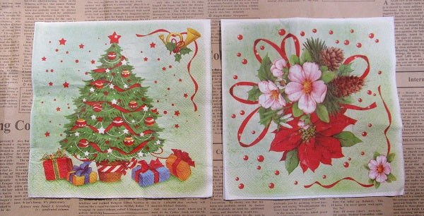 Paper Napkins (Pack of 2) Christmas Tree and Floral Poinsettia