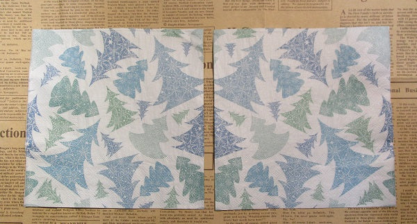 Paper Napkins (Pack of 2) Blue and Green Frosty Tree Snowflakes