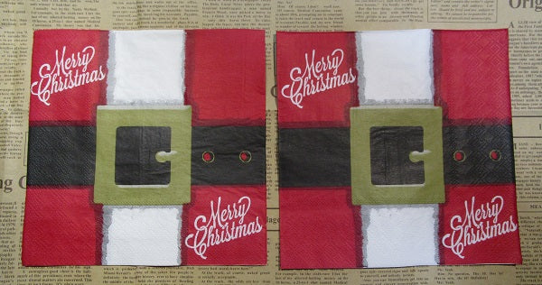 Paper Napkins (Pack of 2) Merry Christmas Santa Belt