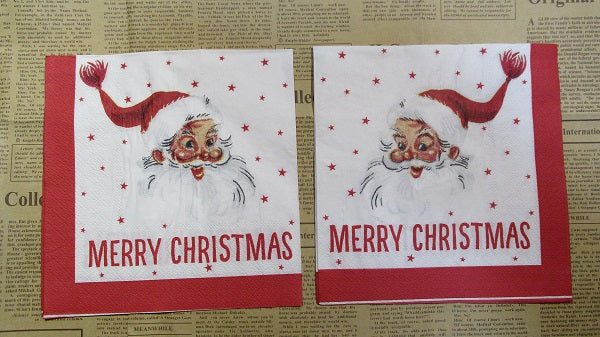 Paper Napkins (Pack of 2) Merry Christmas With Santa Face