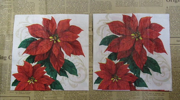 Paper Napkins (Pack of 2) Christmas Red and Green Poinsettia