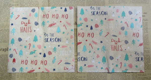 Paper Napkins (Pack of 3) Tiny Icons HO HO HO Deck the Halls