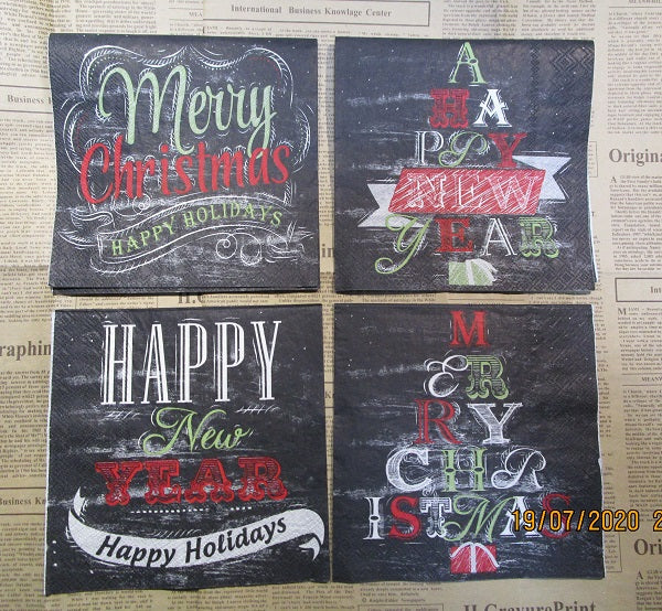 Paper Napkins (Pack of 2) Chalkboard Merry Christmas