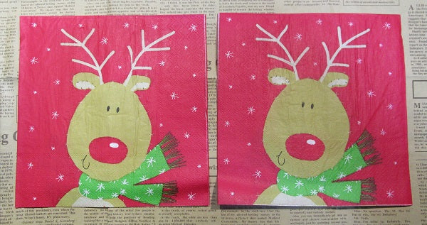 Paper Napkins (Pack of 2) Christmas Reindeer Snowflakes