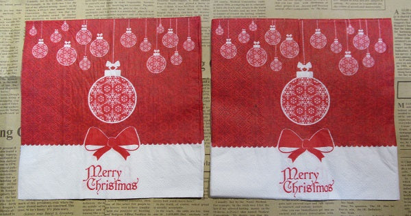 Paper Napkins (Pack of 2) Merry Christmas Bubbles Snowflakes