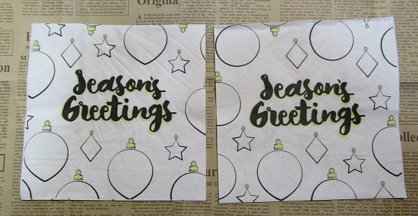 Paper Napkins (Pack of 2) Seasons Greetings with Baubles