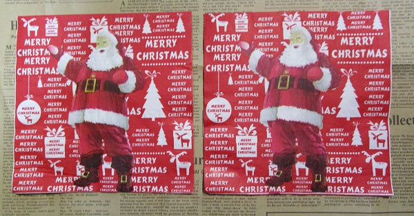 Paper Napkins (Pack of 2) Red Santa Presents Words Trees