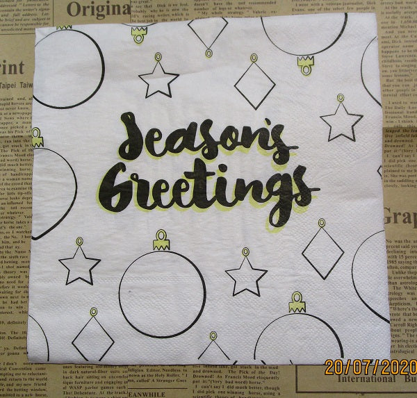 Paper Napkins (Pack of 2) Christmas Seasons Greetings with Baubles