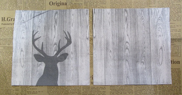 Paper Napkins (Pack of 2) Christmas Woodgrain Grey Reindeer