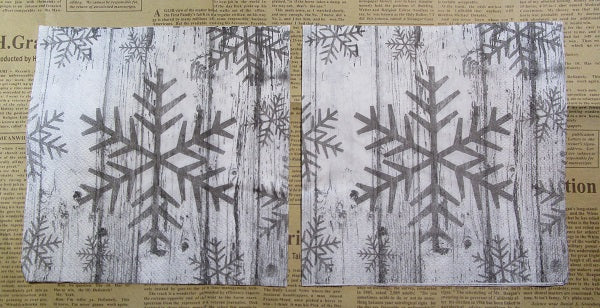 Paper Napkins (Pack of 2) Christmas Woodgrain Snowflakes