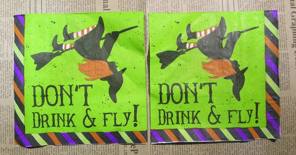 Paper Napkins (Pack of 2) Halloween Dont Drink and Fly Witch on Broom