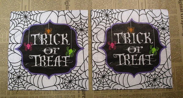 Paper Napkins (Pack of 2) Halloween Black and White Trick or Treat