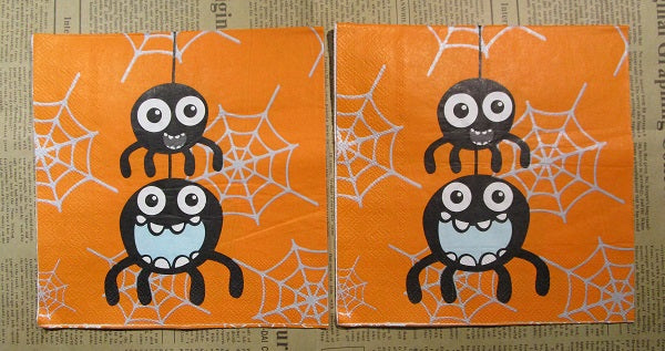 Paper Napkins (Pack of 2) Spider and Web Orange Silver and Orange