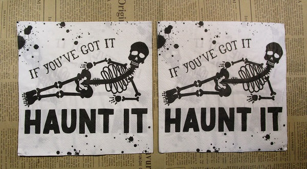 Paper Napkins (Pack of 2) Halloween If you've got it Haunt it with skeleton.