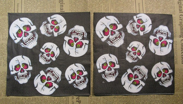 Paper Napkins (Pack of 2) Halloween Skull with Red Eyes