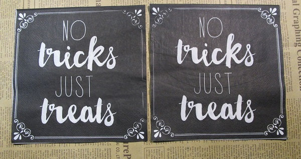 Paper Napkins (Pack of 2) Halloween No Tricks just treats.