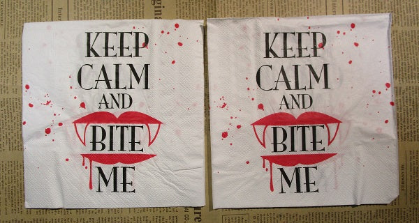 Paper Napkins (Pack of 2) Halloween Keep Calm and Bite Me Lips and Blood