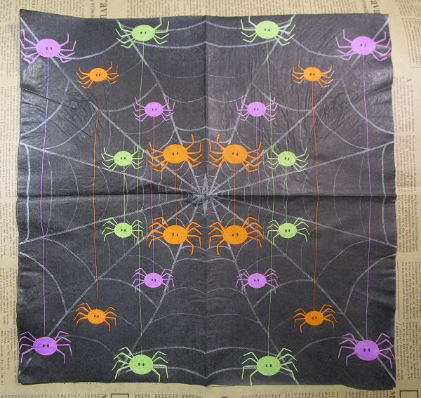 Paper Napkins (Pack of 2) Halloween Spider Web with Spiders Bright