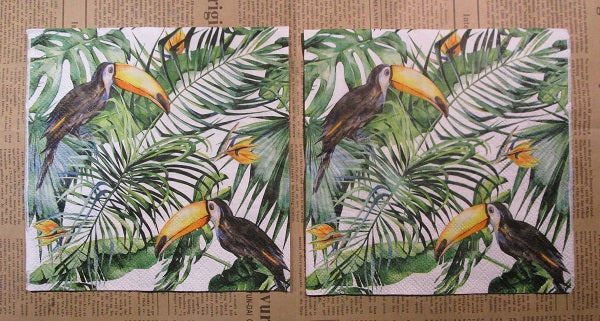 Paper Napkins (Pack of 2) Tropical Leaves Toucan Birds