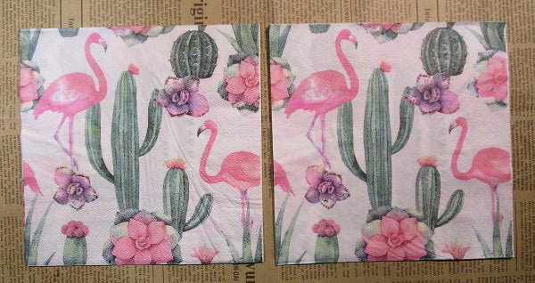 Paper Napkins (Pack of 2) Flamingo Cactus Flowers