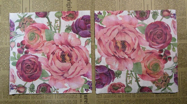 Paper Napkins (Pack of 2) Australia Flowers Pink and Red Roses