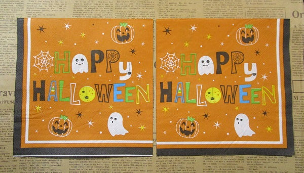 Paper Napkins (Pack of 2) Halloween Words Ghost Pumpkin Spider Web