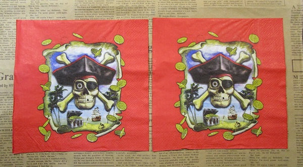 Paper Napkins (Pack of 2) Pirate Coins Map Skull Palm Tree