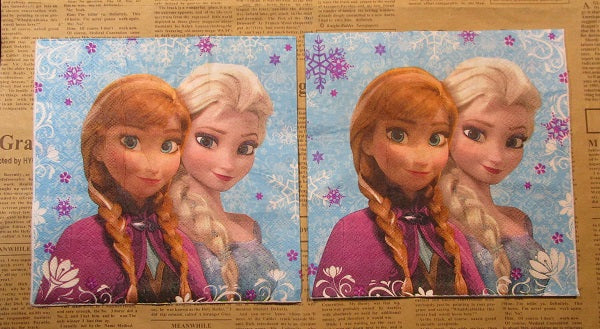 Paper Napkins (Pack of 2) Frozen Elisa and Anna Snow Flakes