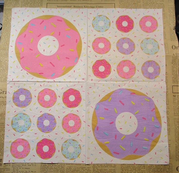 Paper Napkins (Pack of 2) Donuts Lage and Small with Sprinkles Purple Pink