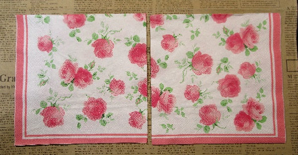 Paper Napkins (Pack of 2) Red and Pink Roses Shabby Chic