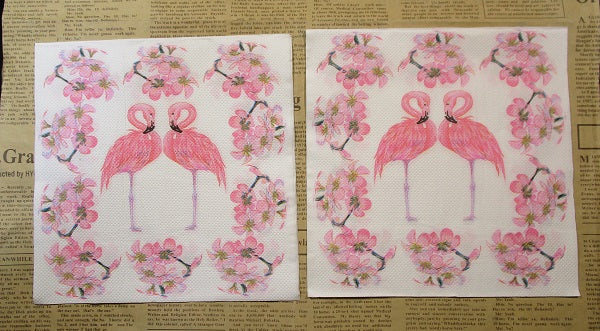 Paper Napkins (Pack of 2) Flamingo and Pink Flowers Blossums