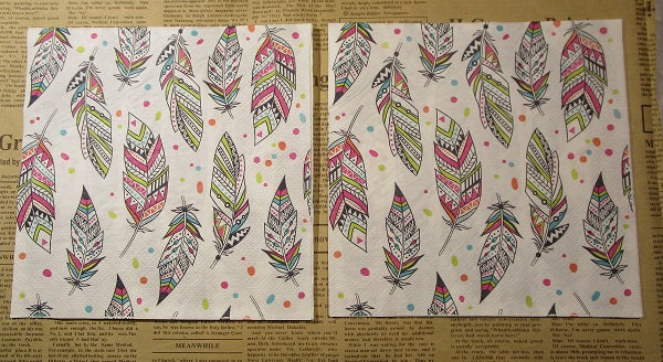 Paper Napkins (Pack of 2) Feathers Abstract Colourful Pattern