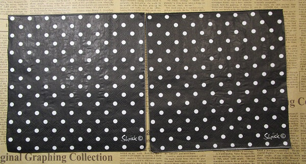 Paper Napkins (Pack of 2) Black and White Polka Dots