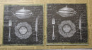Paper Napkins (Pack of 2) Black Writing Fork Knife and Plates