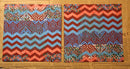 Paper Napkins (Pack of 2) Pattern Chevron Waves, Pink, Blue and Brown.