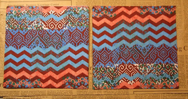 Paper Napkins (Pack of 2) Pattern Chevron Waves, Pink, Blue and Brown.