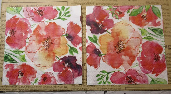 Paper Napkins (Pack of 2) Flowers Water Colour effect Poppy