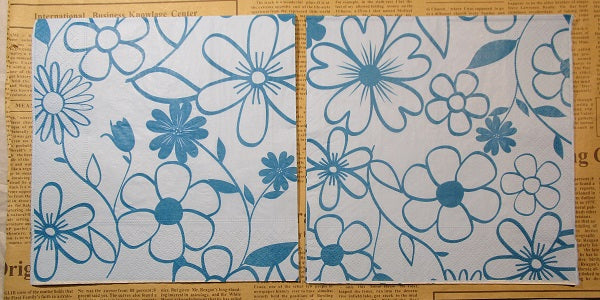 Paper Napkins (Pack of 2) Blue Flowers on Blue Background