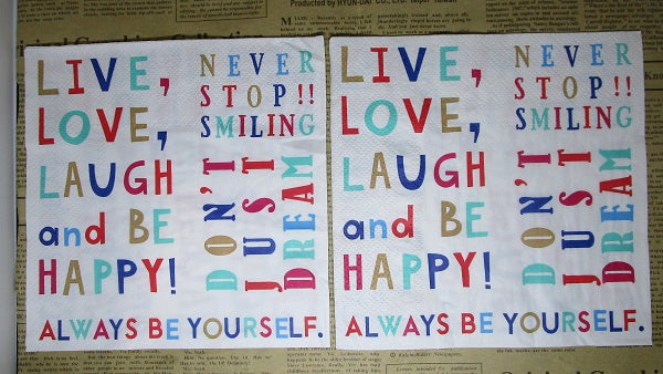 Paper Napkins (Pack of 2) Words Laugh and be Happy
