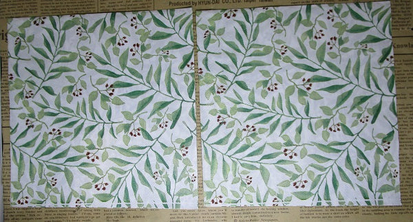 Paper Napkins (Pack of 2) Green Foliage and Red Flowers