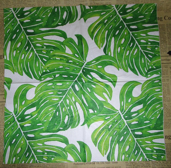 Paper Napkins (Pack of 2) Green Palm Leaves Tropical