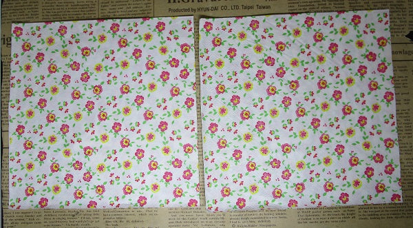 Paper Napkins (Pack of 2) Tiny Flowers Red and Yellow