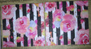Paper Napkins (Pack of 2) Painty Pink Flowers with Black Strips