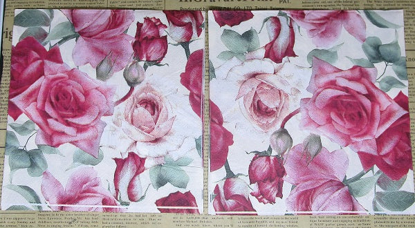 Paper Napkins (Pack of 2) Pink and Red Roses