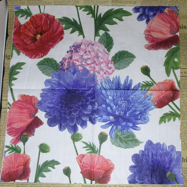 Paper Napkins (Pack of 2) Pink and Blue Flowers