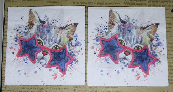 Paper Napkins (Pack of 2) Cute Cat with Glasses