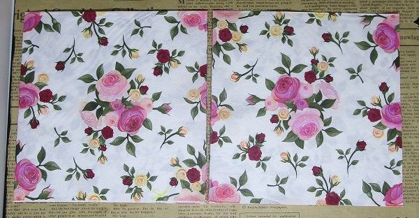 Paper Napkins (Pack of 2) Flowers Roses Pink and Red