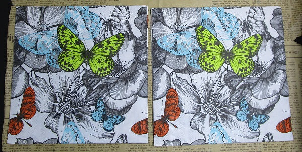 Paper Napkins (Pack of 2) Butterfly’s Coloured