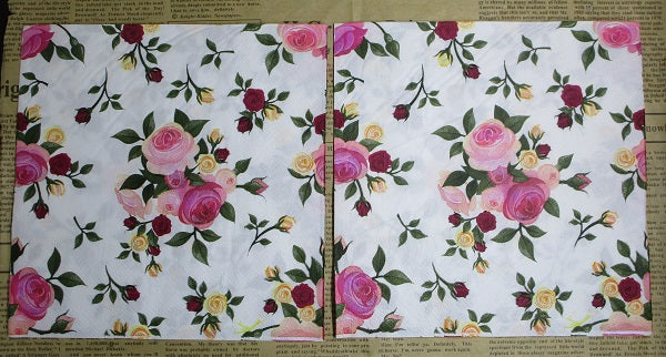 Paper Napkins (Pack of 2) Flowers Pink and Red Roses
