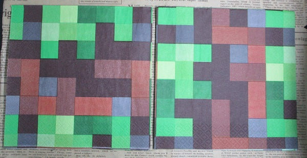 Paper Napkins (Pack of 2) Green and Brown Squares (Minecraft)